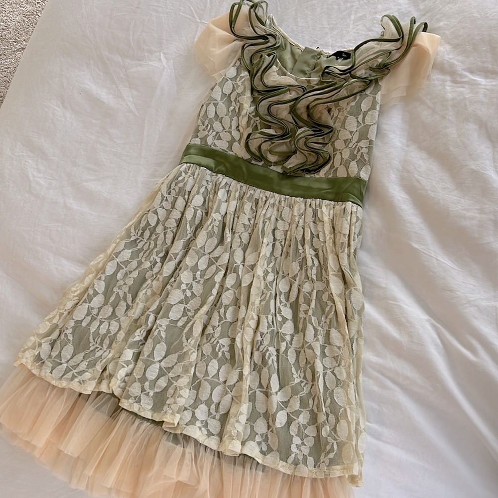 Dark Sage Green and Cream Lace Ryu Dress